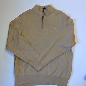 Vineyard Vines tan Quater-zip Sweater medium